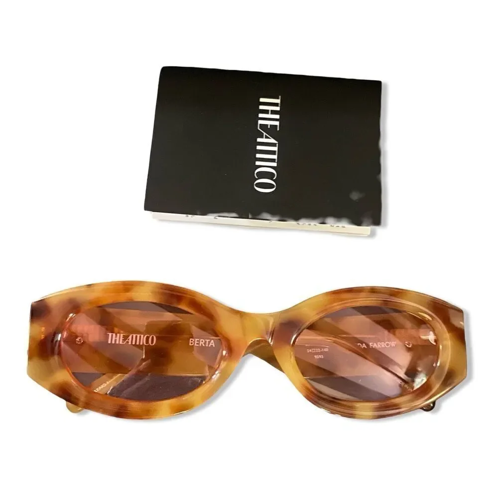 Linda Farrow The Attico Berta Brown tortoiseshell Pink Cat-Eye Sunglasses NEW